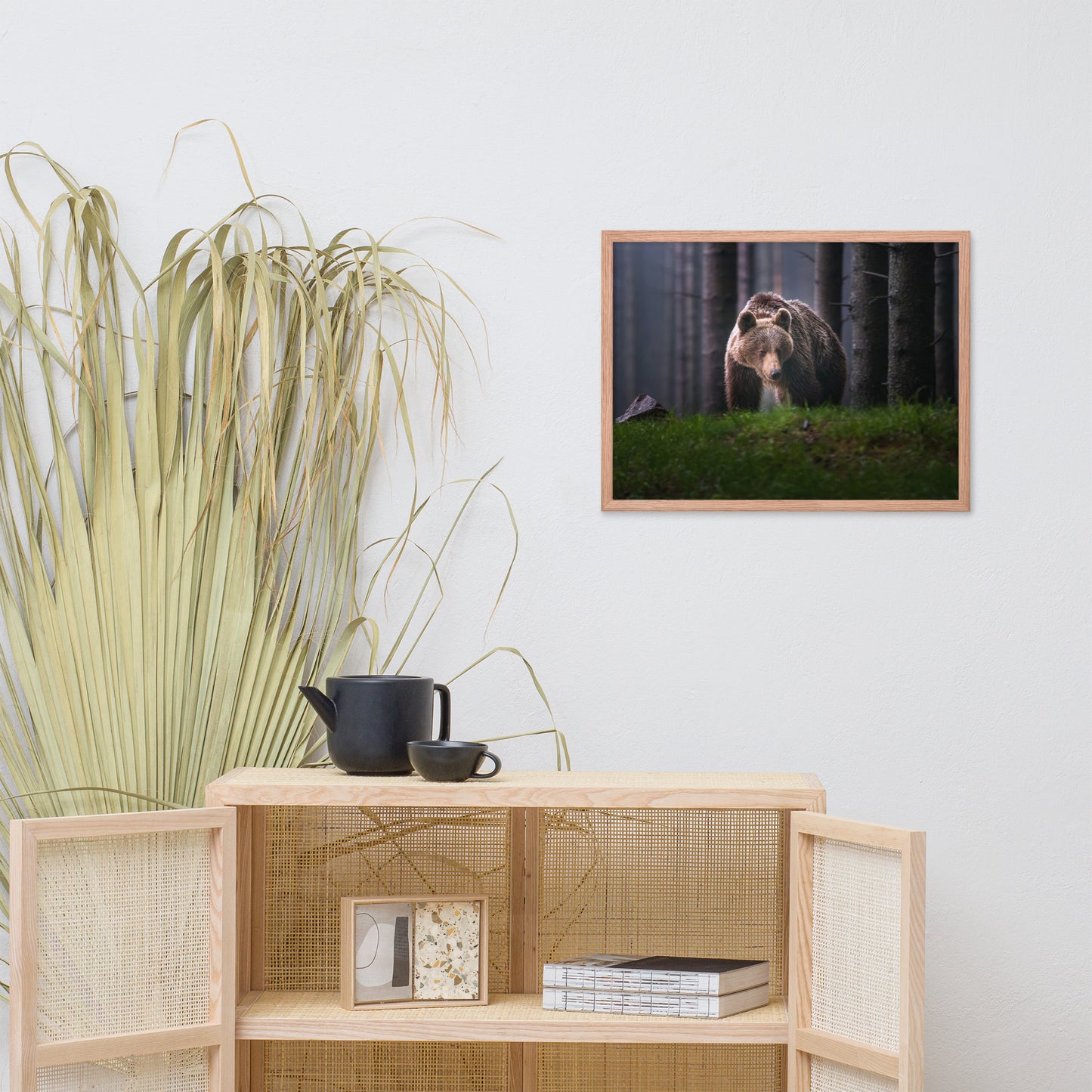 Brown Bear Walking Through Forest Wildlife Photo Framed Wall Art Prints