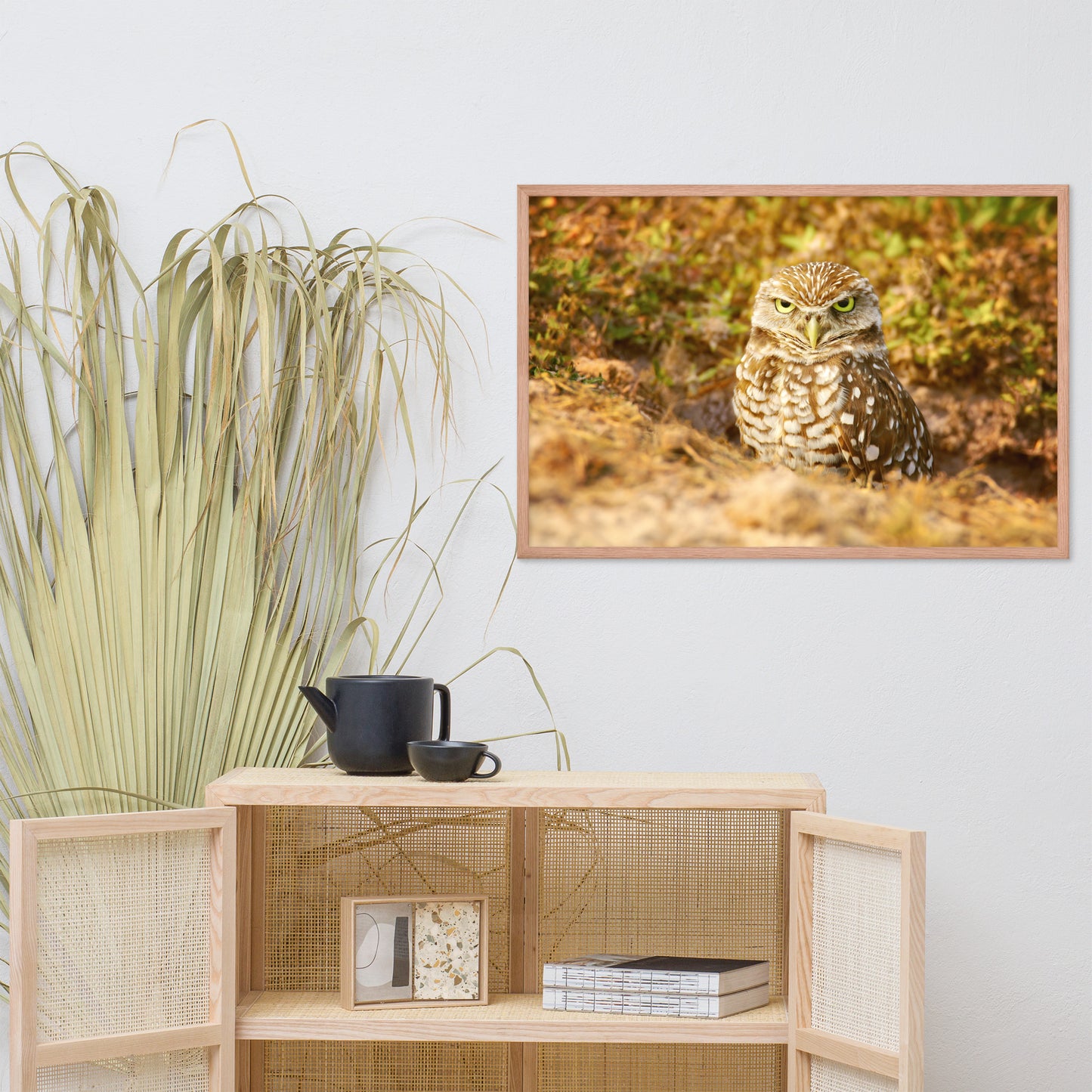 Burrowing Owl in Golden Light Wildlife Nature Photo Framed Wall Art Prints