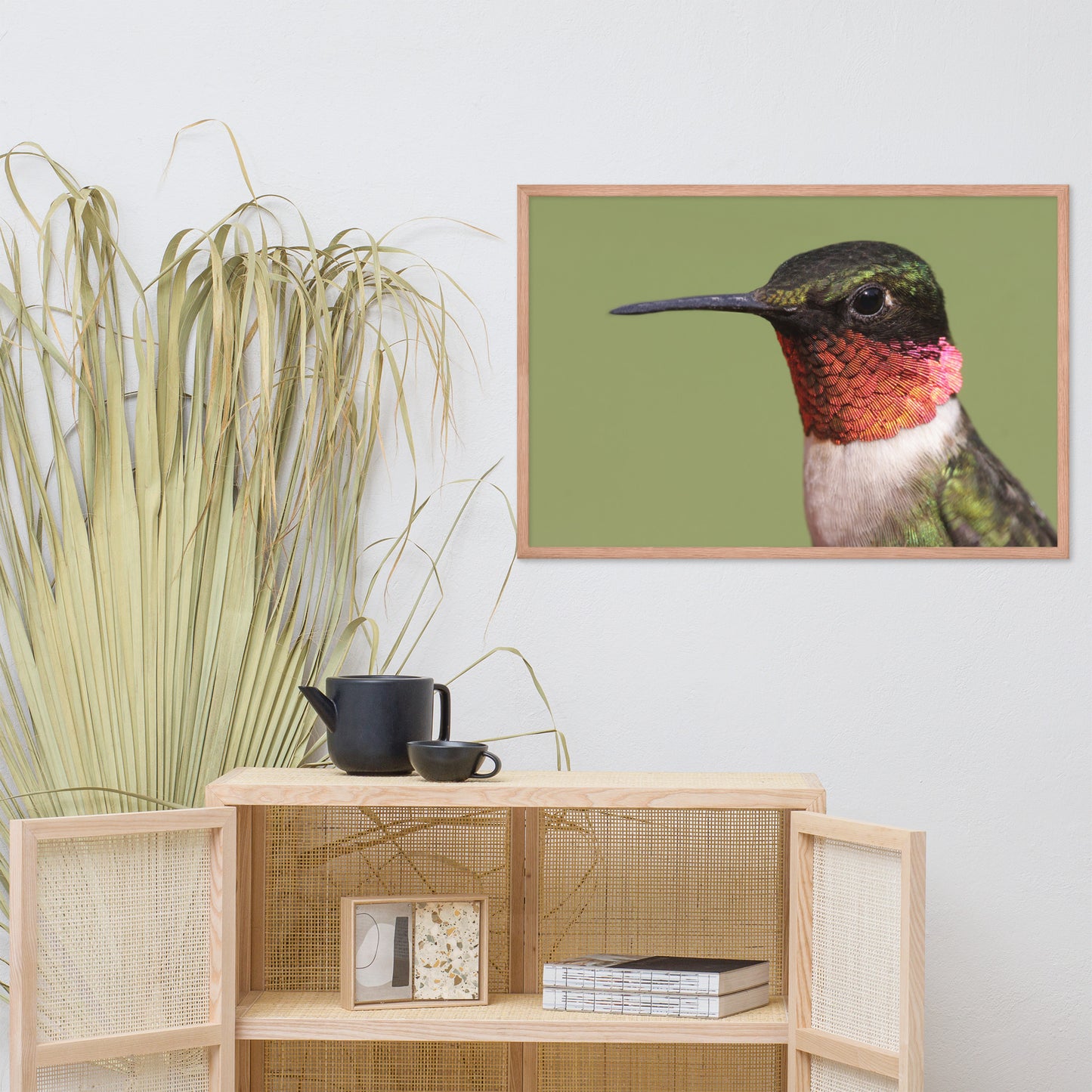 Close-up Ruby-throated Hummingbird Animal Wildlife Photograph Framed Wall Art Prints