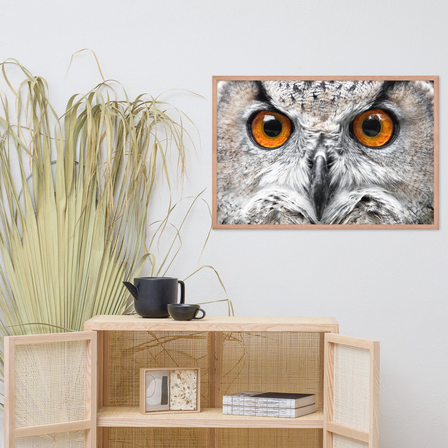 Close-up Yellow Owl Eyes Animal Wildlife Photograph Framed Wall Art Print