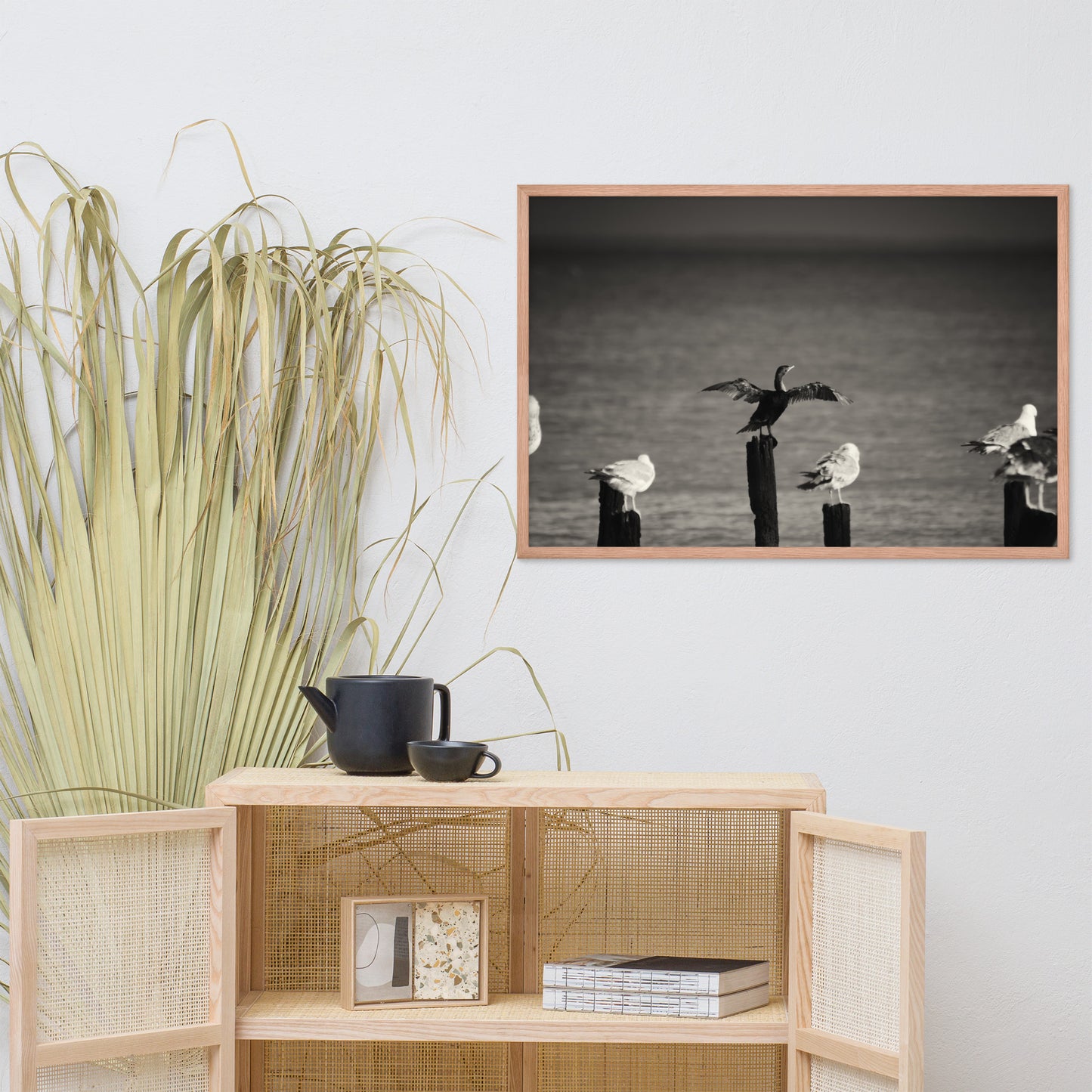 Drying Wings After Storm in Black and White Animal Wildlife Photograph Framed Wall Art Prints