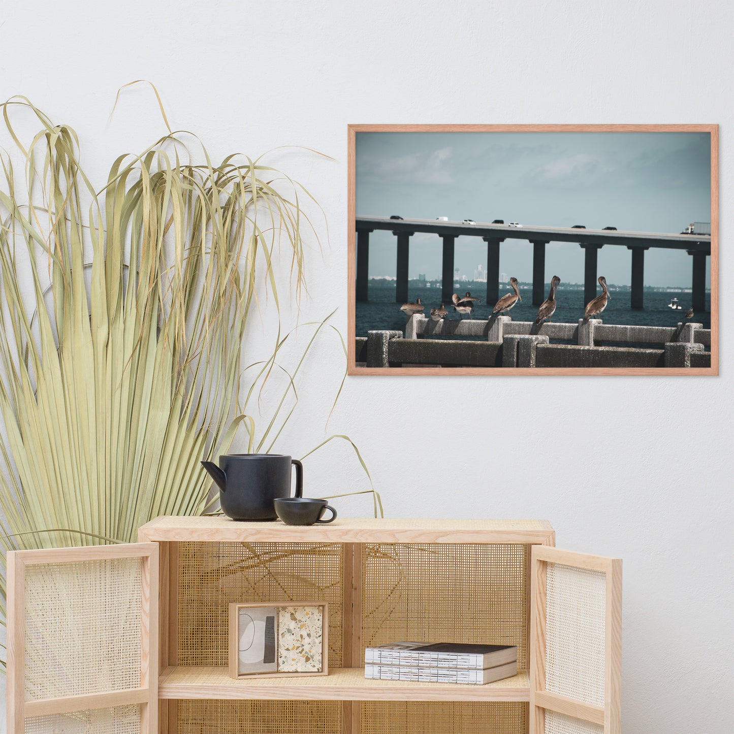 Skyway Bridge & Bob's Pelican Friends Wildlife Photo Framed Wall Art Prints