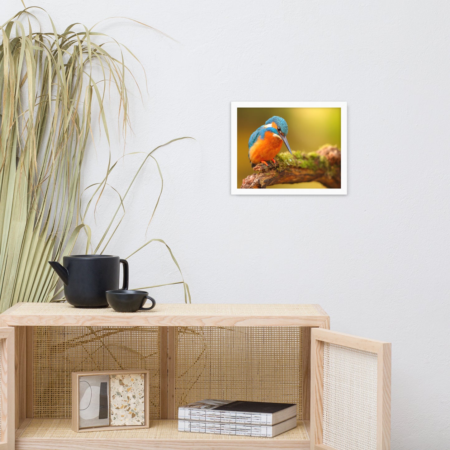 Kingfisher Bird on Perch 2 Animal Wildlife Photo Framed Wall Art Prints