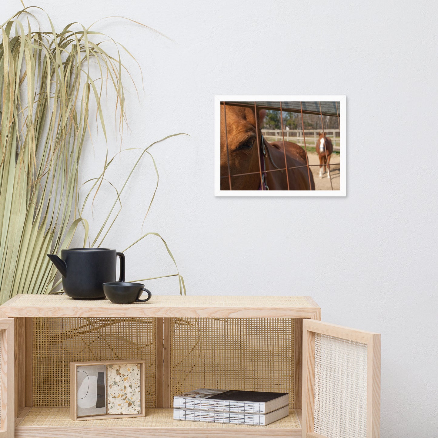 Fenced In Animal Horse Photograph Framed Wall Art Prints