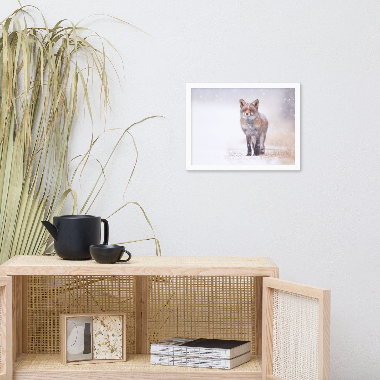Happy Smiling Red Fox In The Snow Animal Wildlife Nature Photograph Framed Wall Art Prints