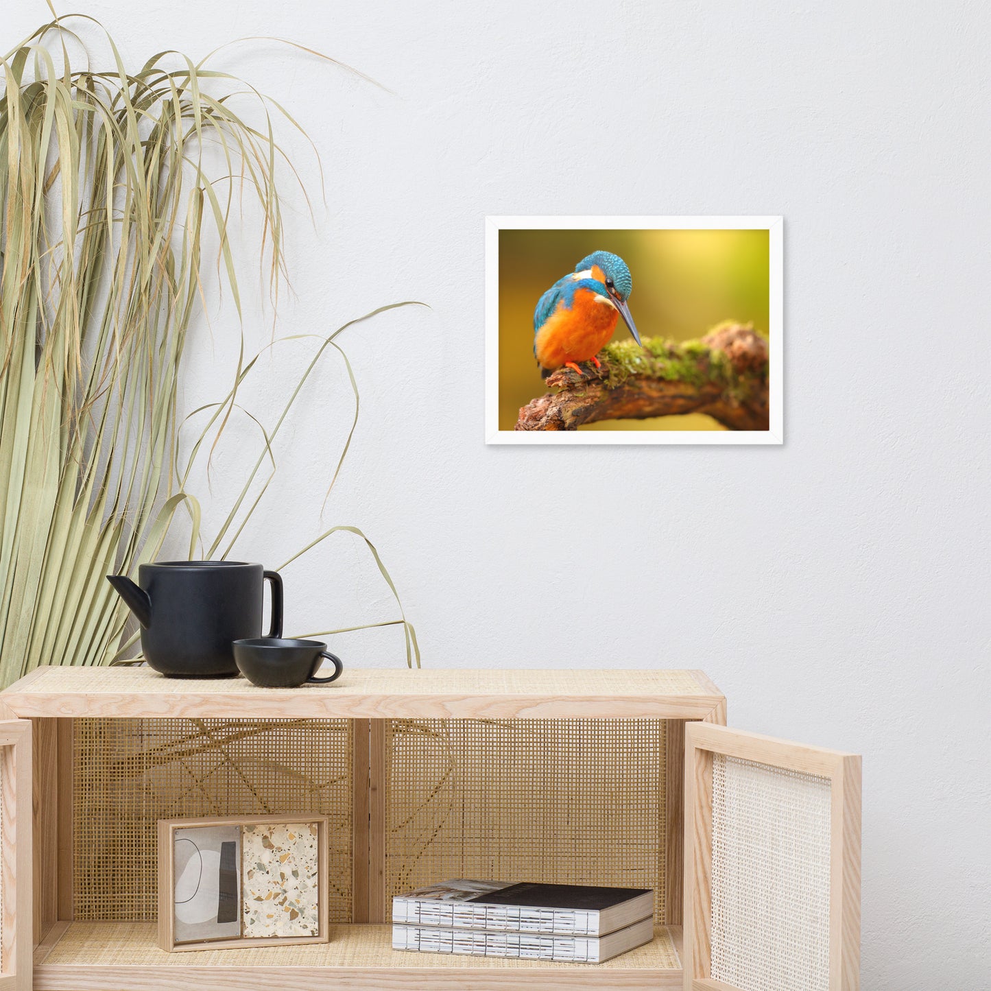 Kingfisher Bird on Perch 2 Animal Wildlife Photo Framed Wall Art Prints