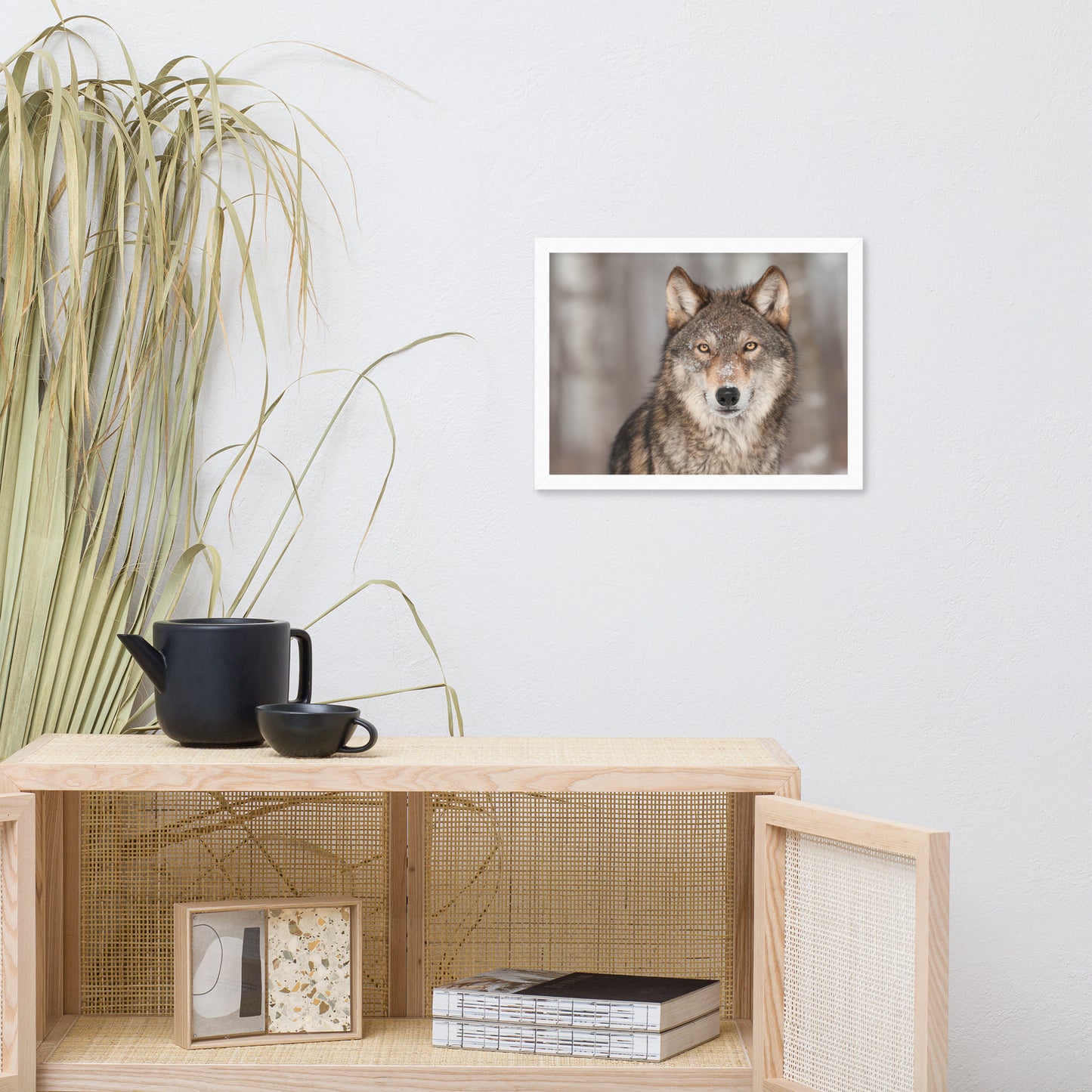 Portrait of Gray Wolf In The Forest Animal Wildlife Nature Photograph Framed Wall Art Prints