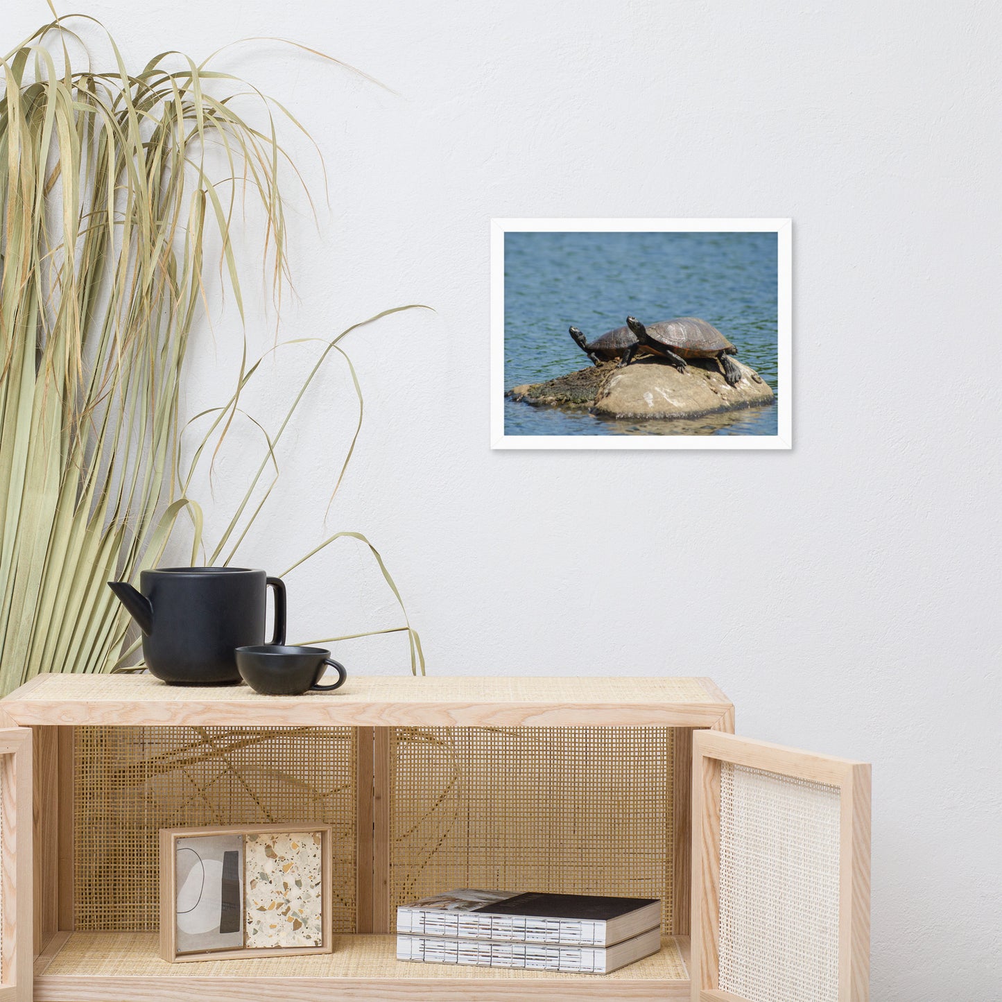 Sunshine Rock with Turtles Animal Wildlife Photograph Framed Wall Art Prints