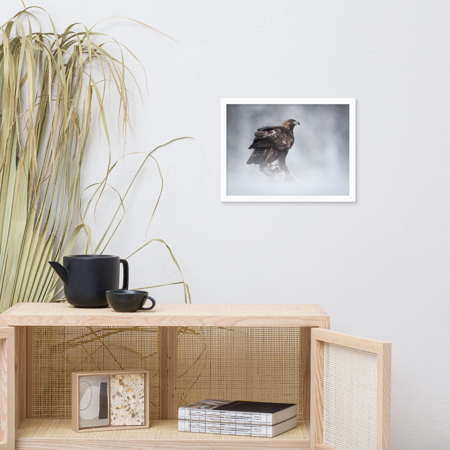 The Victor - Golden Eagle with Prey In The Mist Animal Wildlife Photograph Framed Wall Art Prints