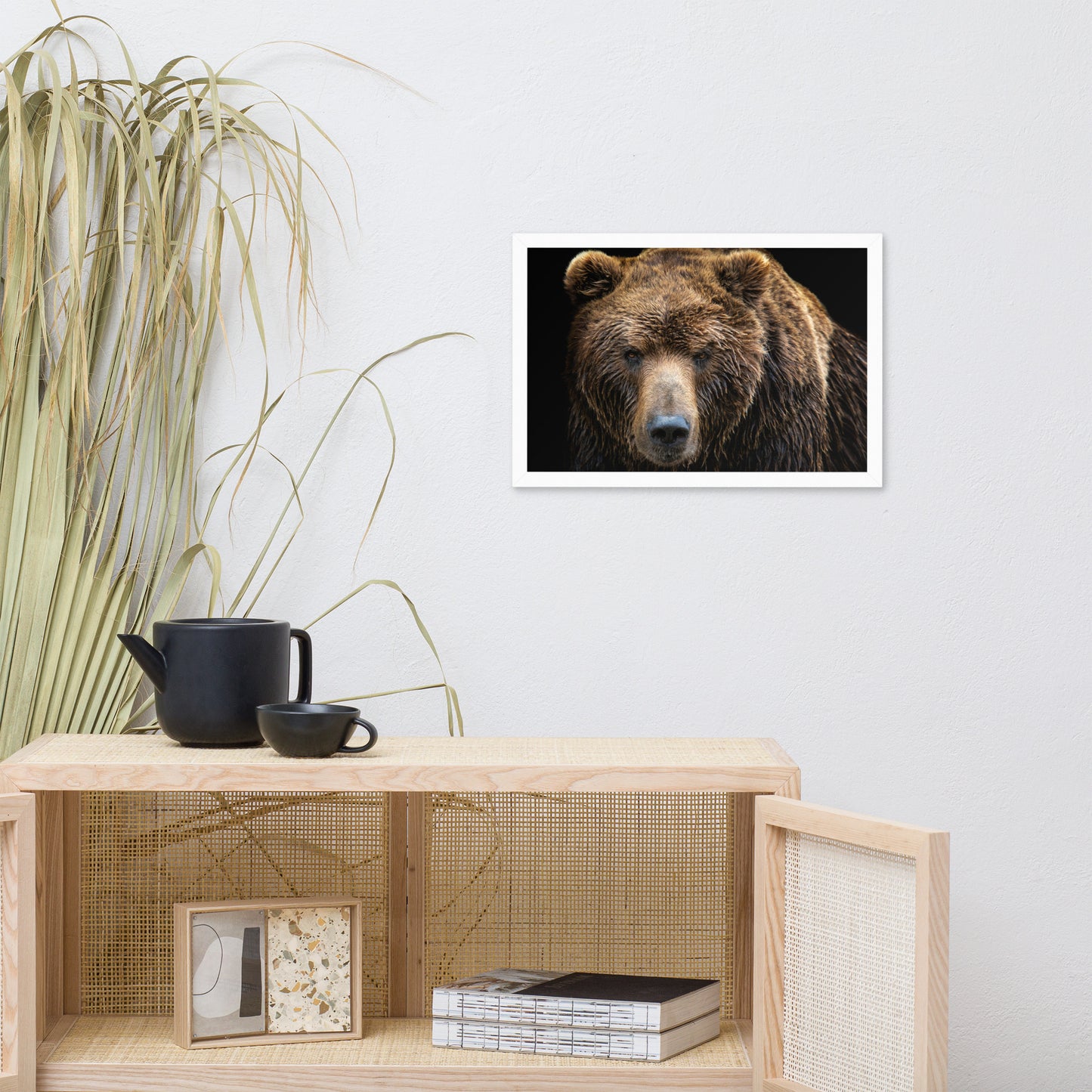 Brown Bear Face Close-up Animal Wildlife Photograph Framed Wall Art Print