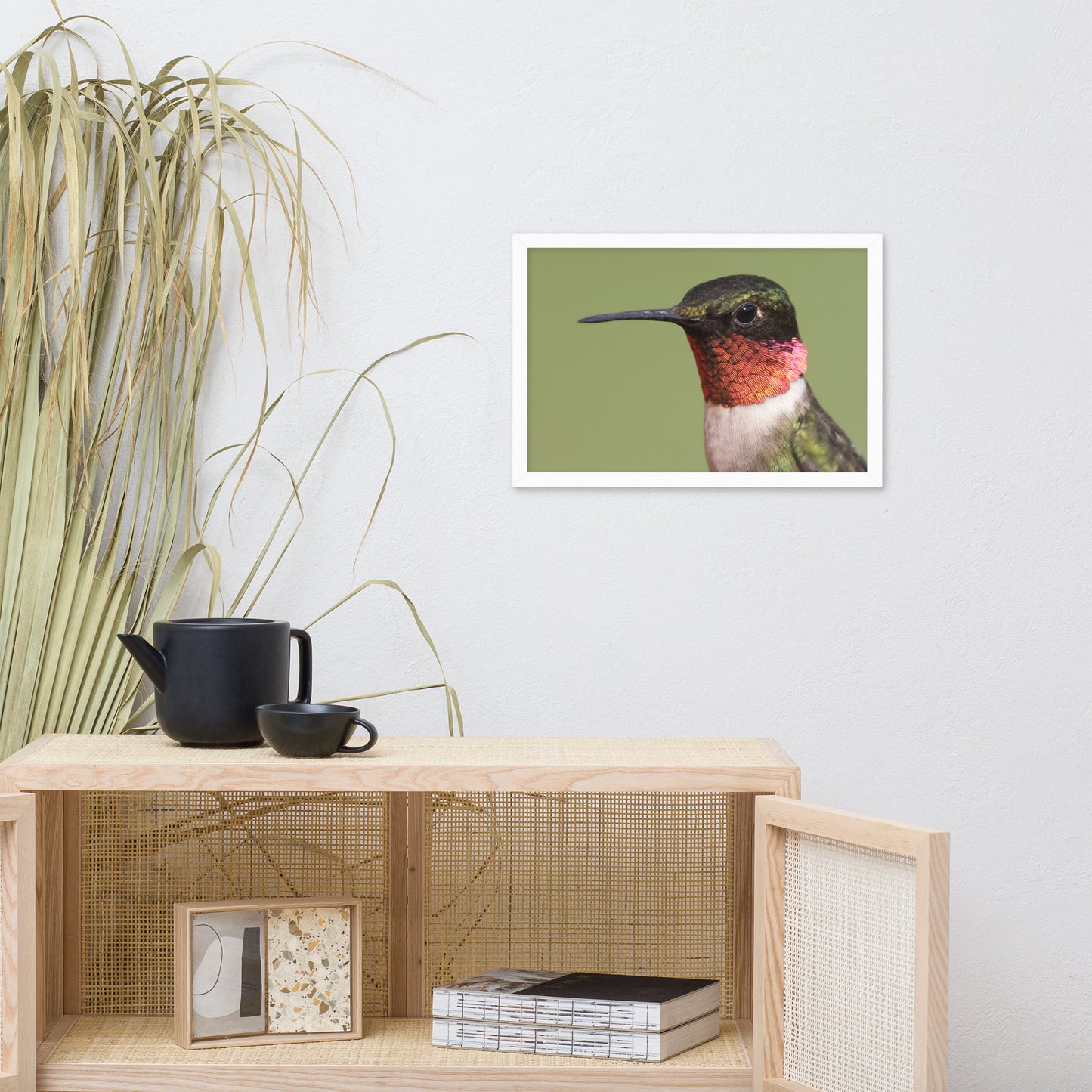 Close-up Ruby-throated Hummingbird Animal Wildlife Photograph Framed Wall Art Prints