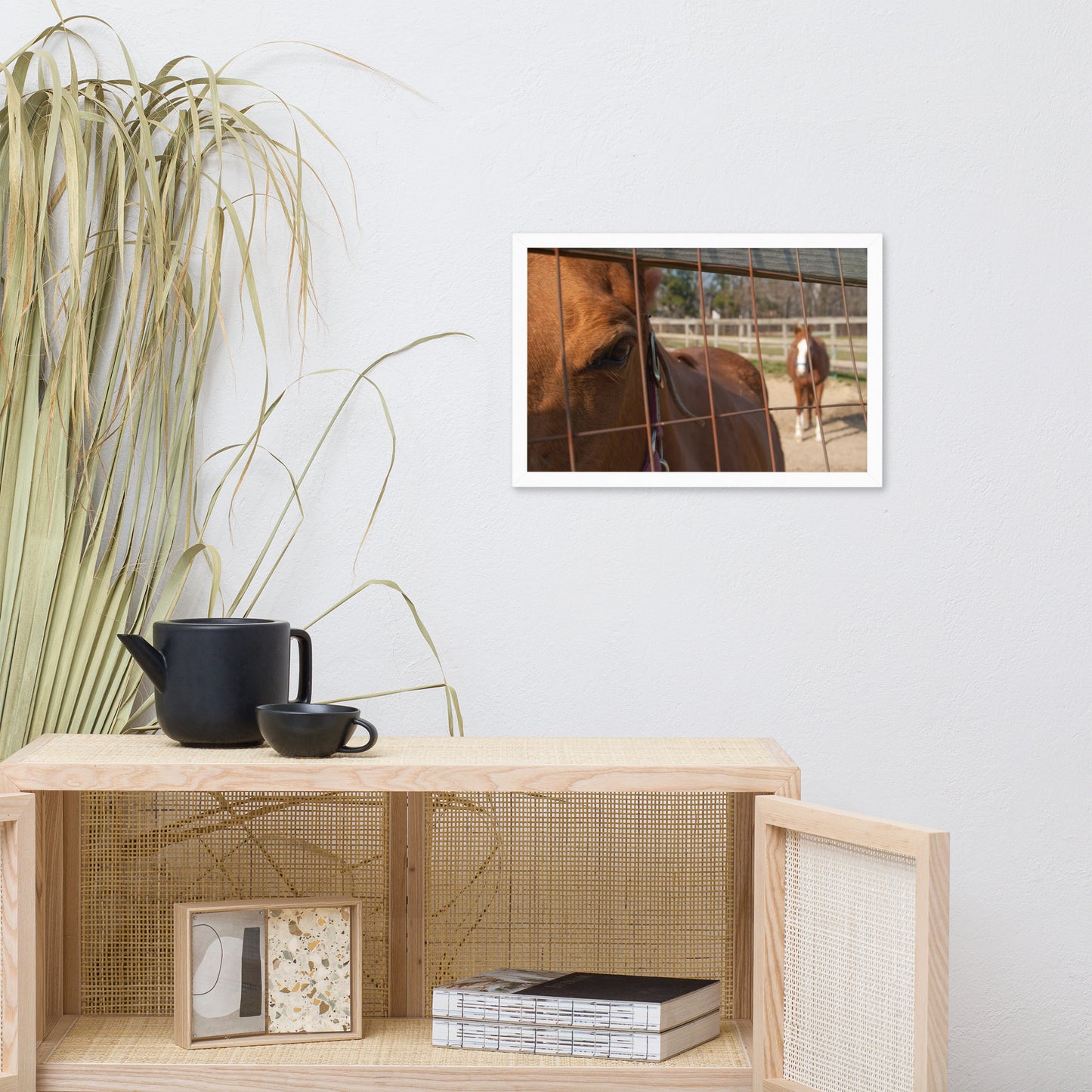 Fenced In Animal Horse Photograph Framed Wall Art Prints