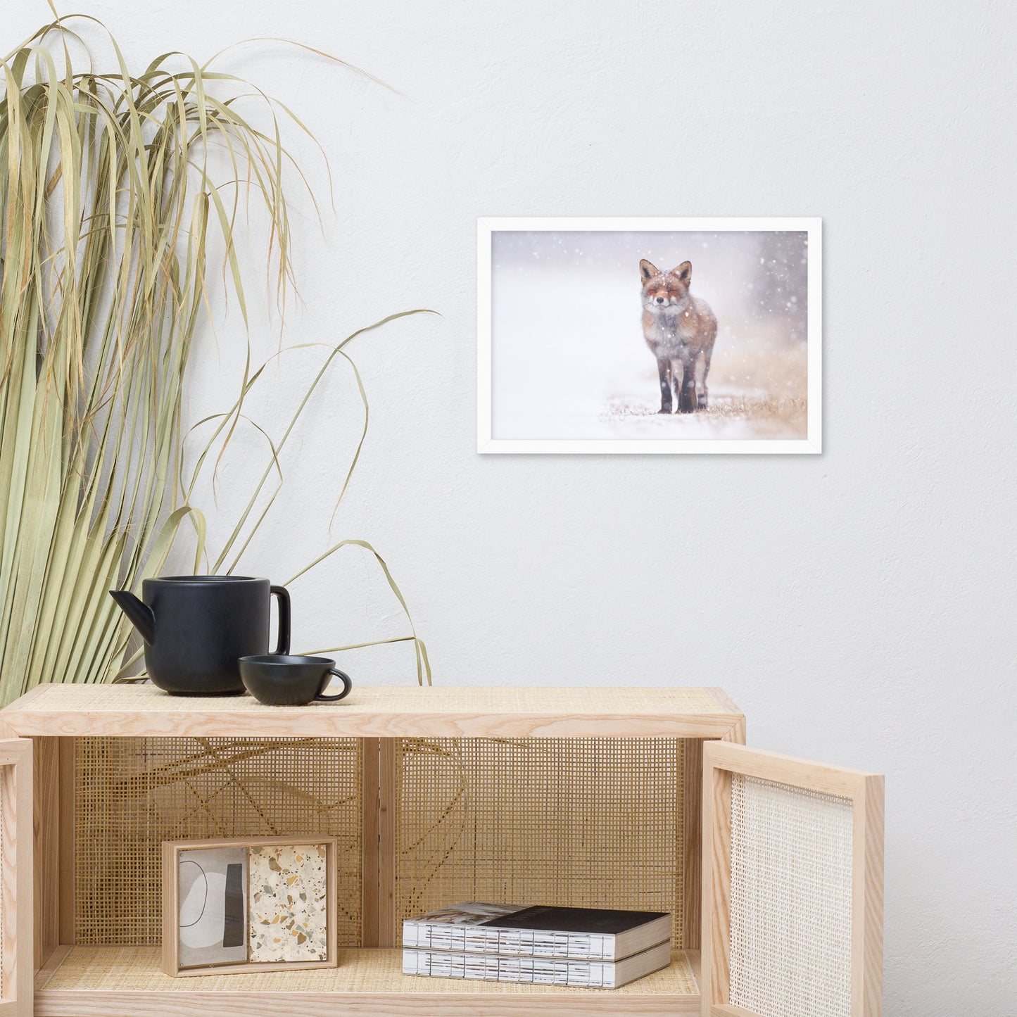 Happy Smiling Red Fox In The Snow Animal Wildlife Nature Photograph Framed Wall Art Prints