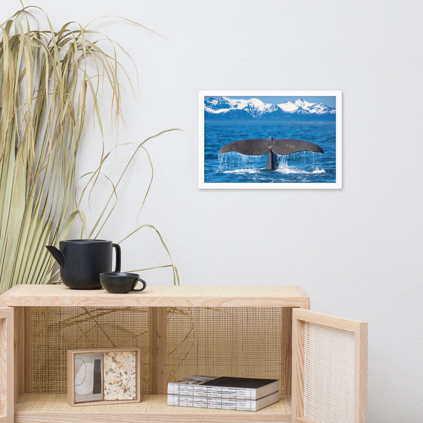 Sperm Whale Tail Animal Wildlife Photograph Framed Wall Art Print