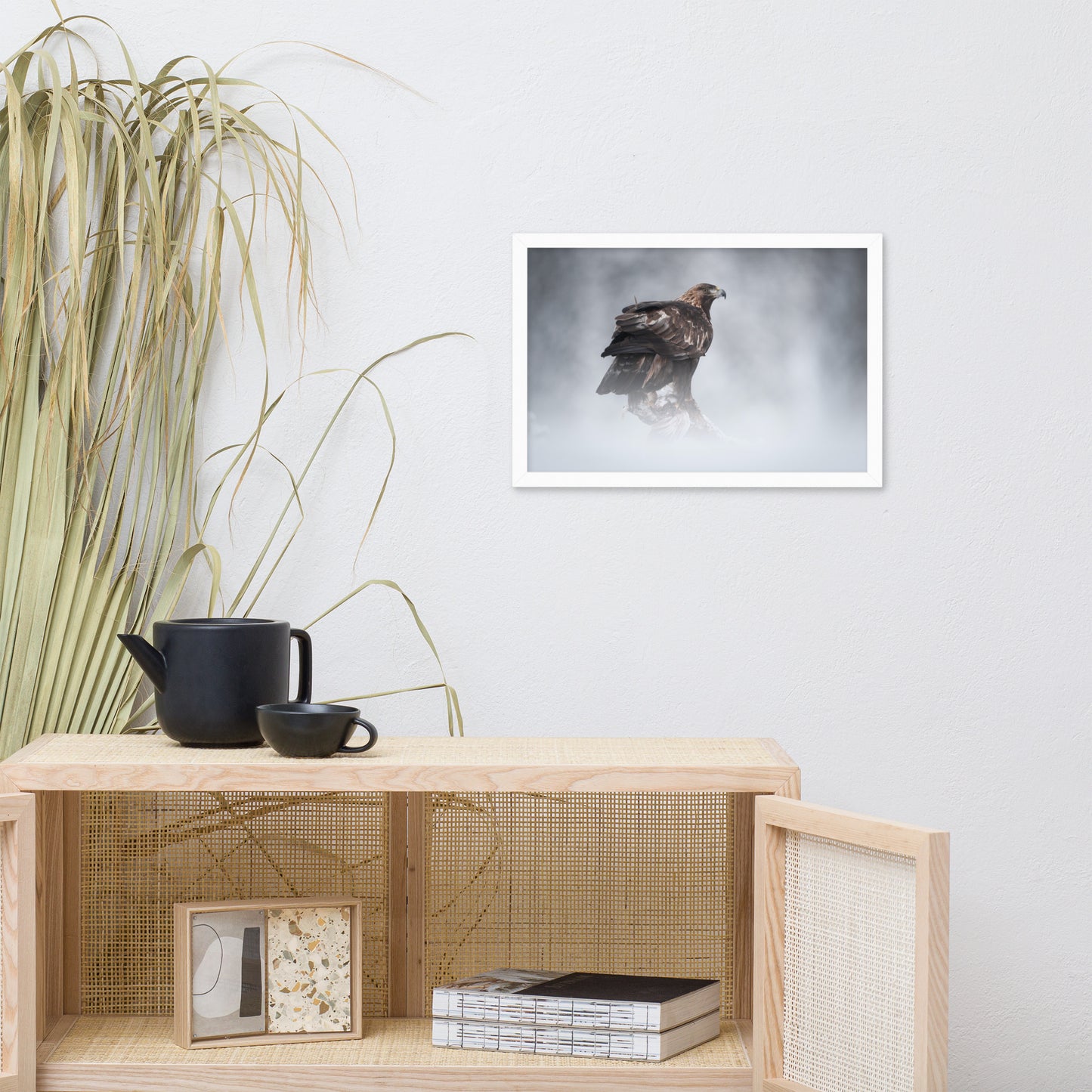 The Victor - Golden Eagle with Prey In The Mist Animal Wildlife Photograph Framed Wall Art Prints