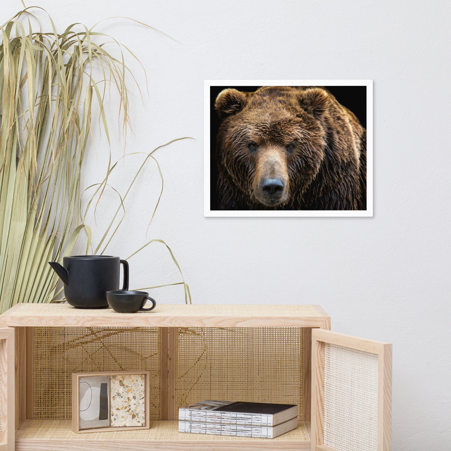 Brown Bear Face Close-up Animal Wildlife Photograph Framed Wall Art Print