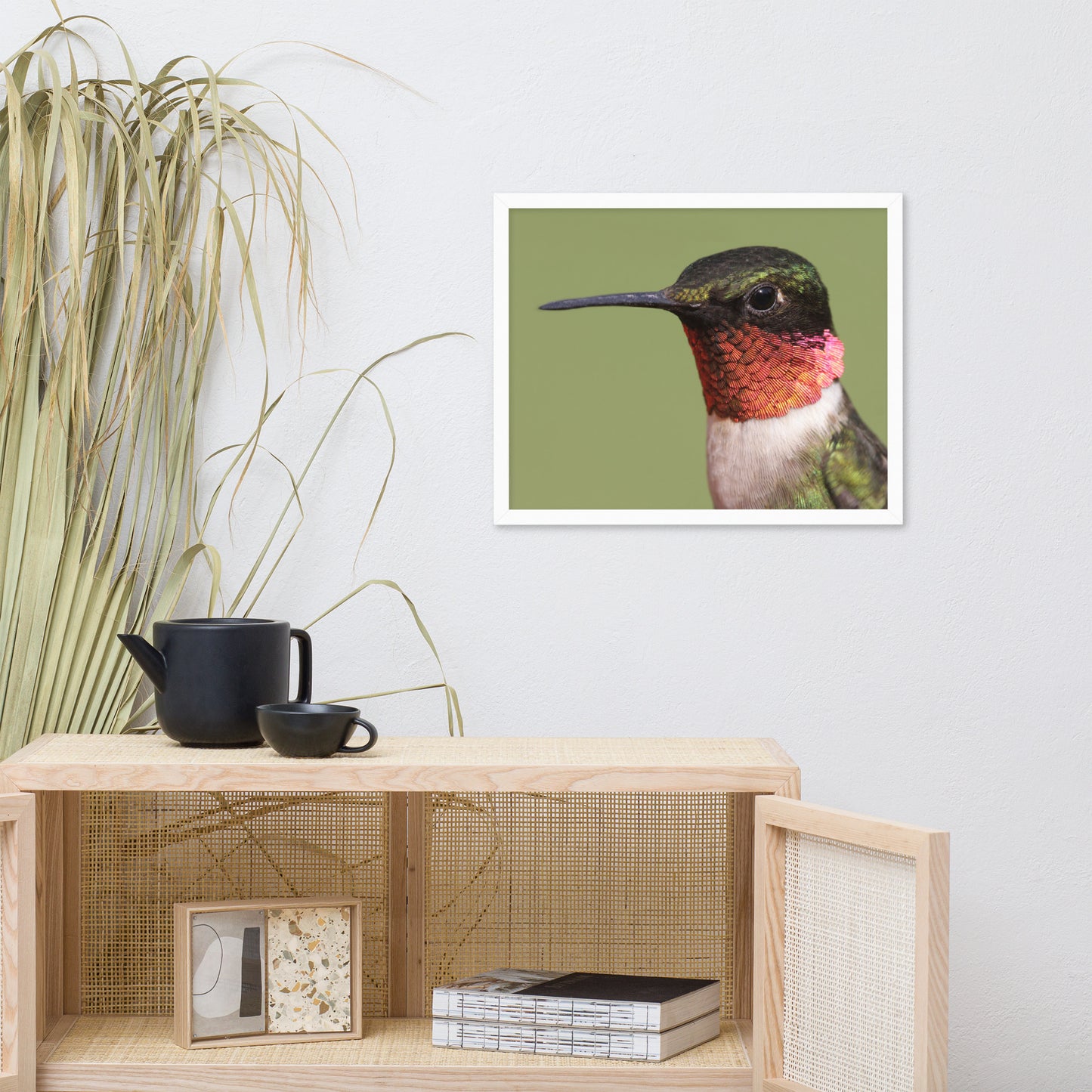 Close-up Ruby-throated Hummingbird Animal Wildlife Photograph Framed Wall Art Prints