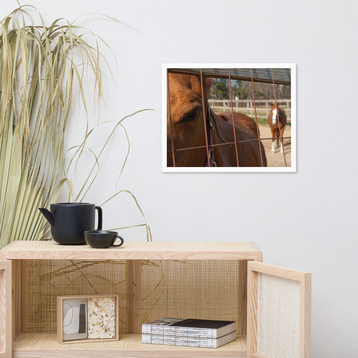 Fenced In Animal Horse Photograph Framed Wall Art Prints
