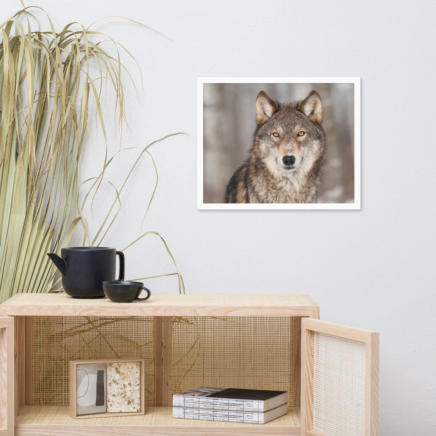 Portrait of Gray Wolf In The Forest Animal Wildlife Nature Photograph Framed Wall Art Prints