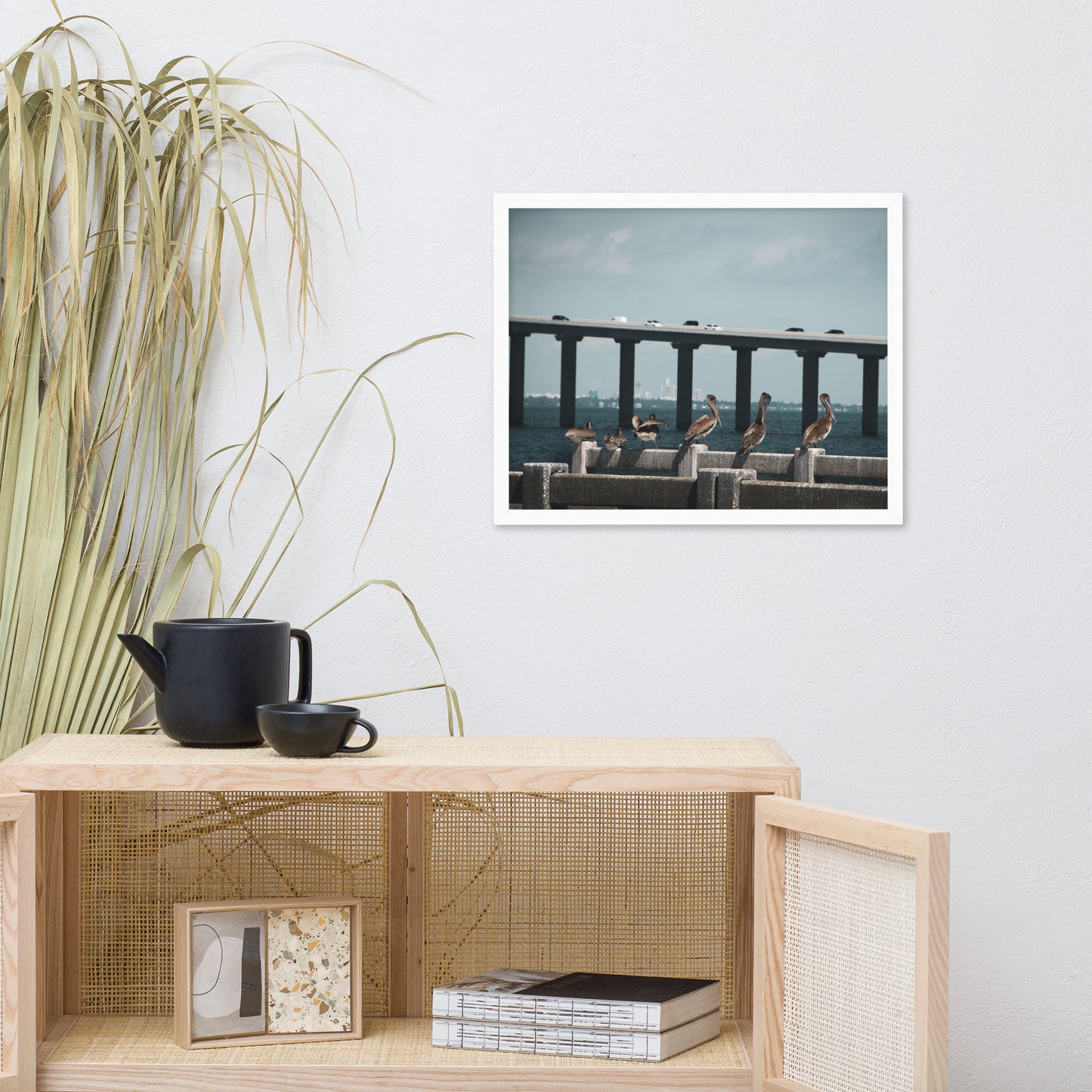 Skyway Bridge & Bob's Pelican Friends Wildlife Photo Framed Wall Art Prints
