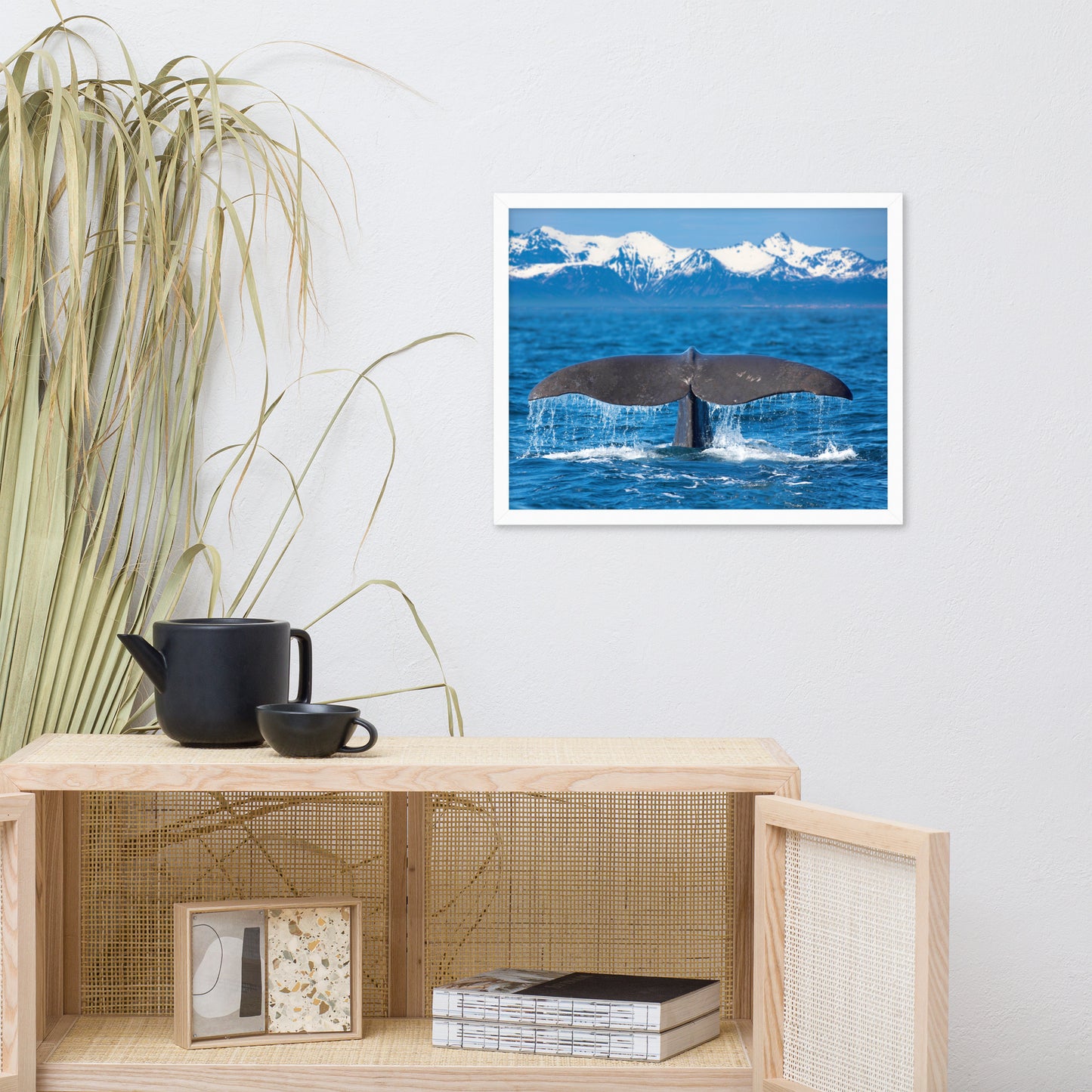 Sperm Whale Tail Animal Wildlife Photograph Framed Wall Art Print