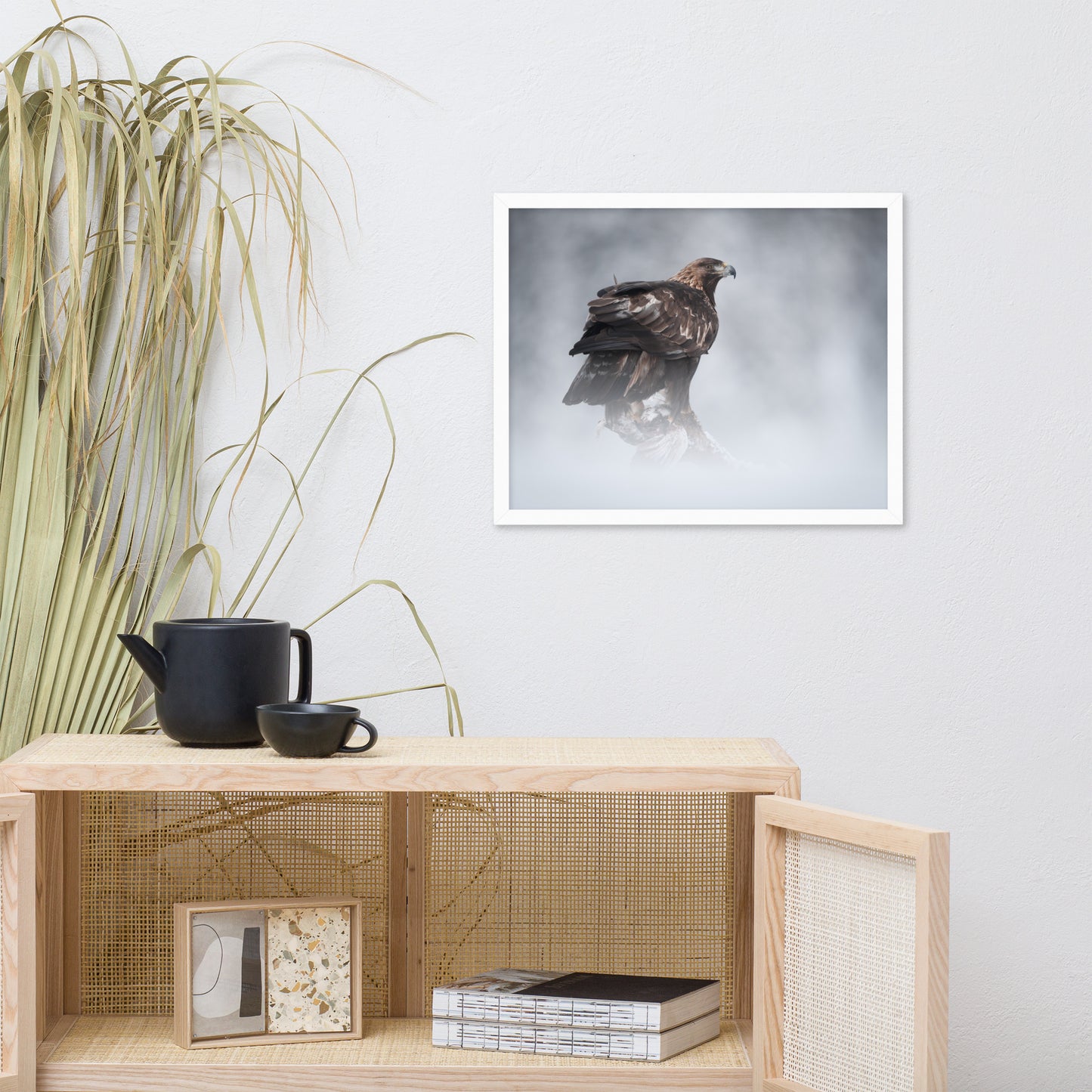 The Victor - Golden Eagle with Prey In The Mist Animal Wildlife Photograph Framed Wall Art Prints