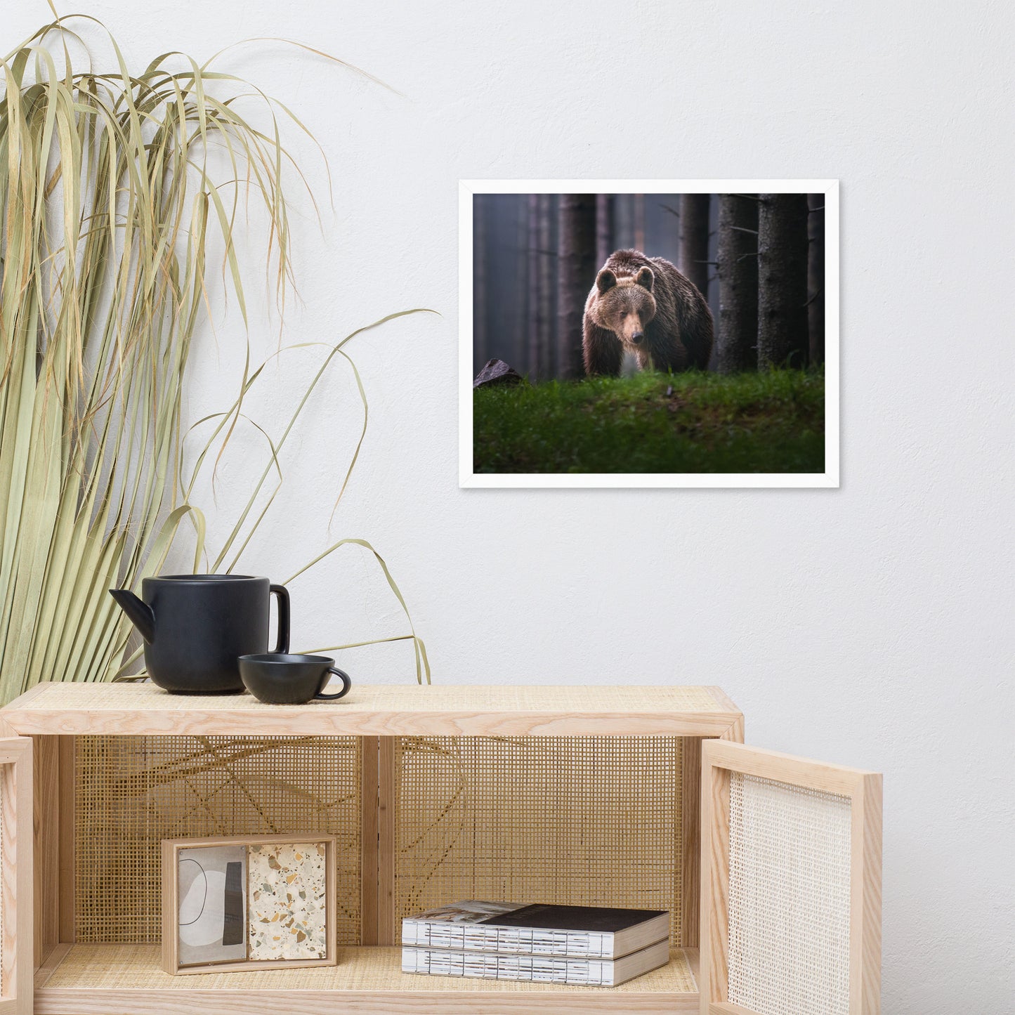 Brown Bear Walking Through Forest Wildlife Photo Framed Wall Art Prints