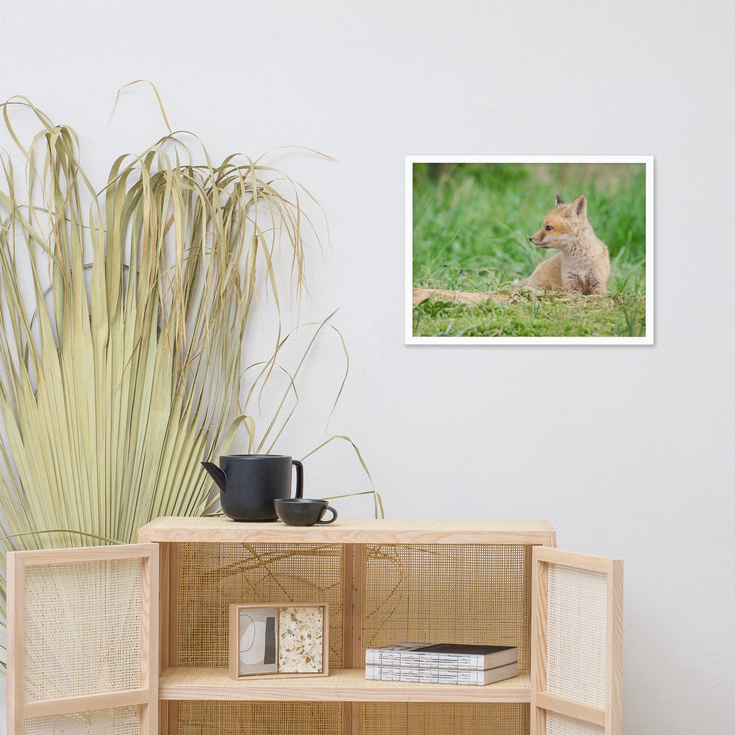 Best Wall Art For Bedroom: Red Fox Pups - Chilling/ Animal / Wildlife / Nature Photographic Artwork - Framed Artwork - Wall Decor