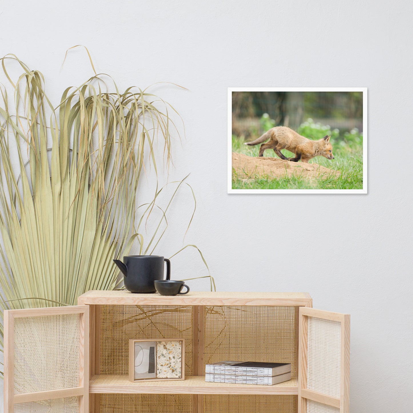 Woodland Animal Nursery Wall Art: Baby Fox Pup In Meadow - Animal / Wildlife / Nature Artwork - Wall Decor - Framed Wall Art Print