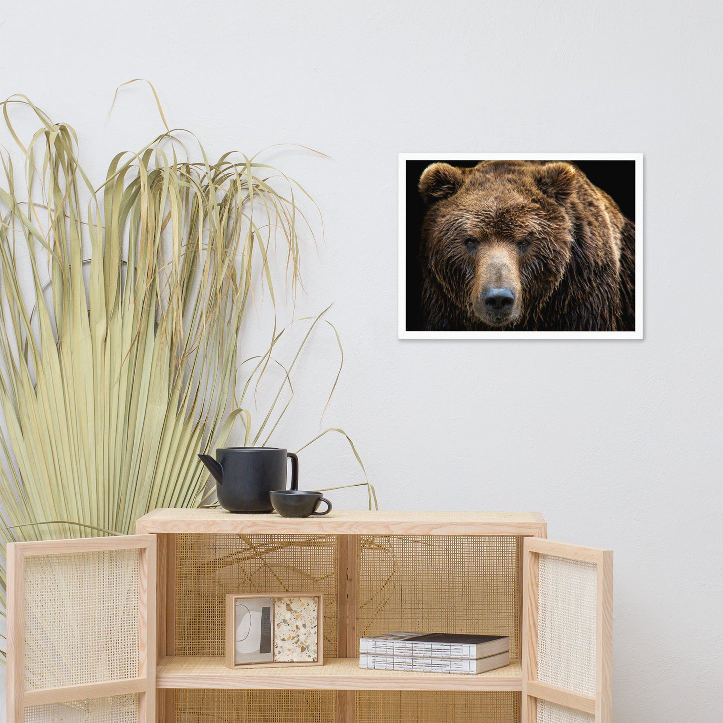 Brown Bear Face Close-up Animal Wildlife Photograph Framed Wall Art Print