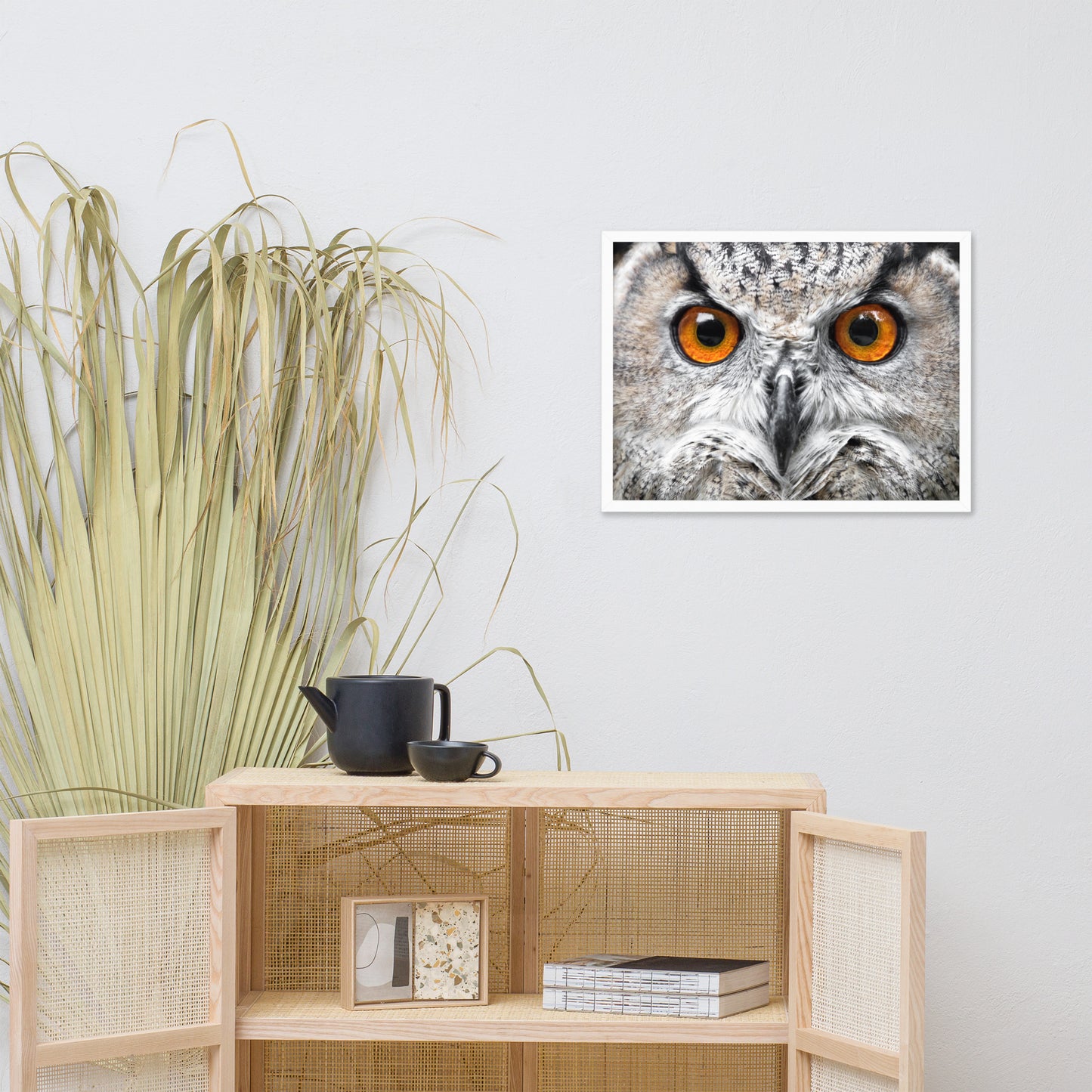 Close-up Yellow Owl Eyes Animal Wildlife Photograph Framed Wall Art Print