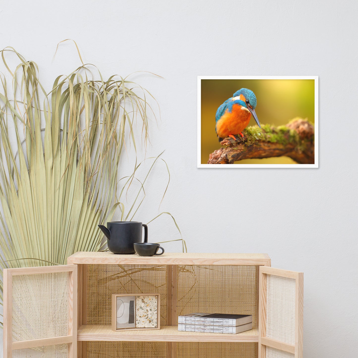 Kingfisher Bird on Perch 2 Animal Wildlife Photo Framed Wall Art Prints
