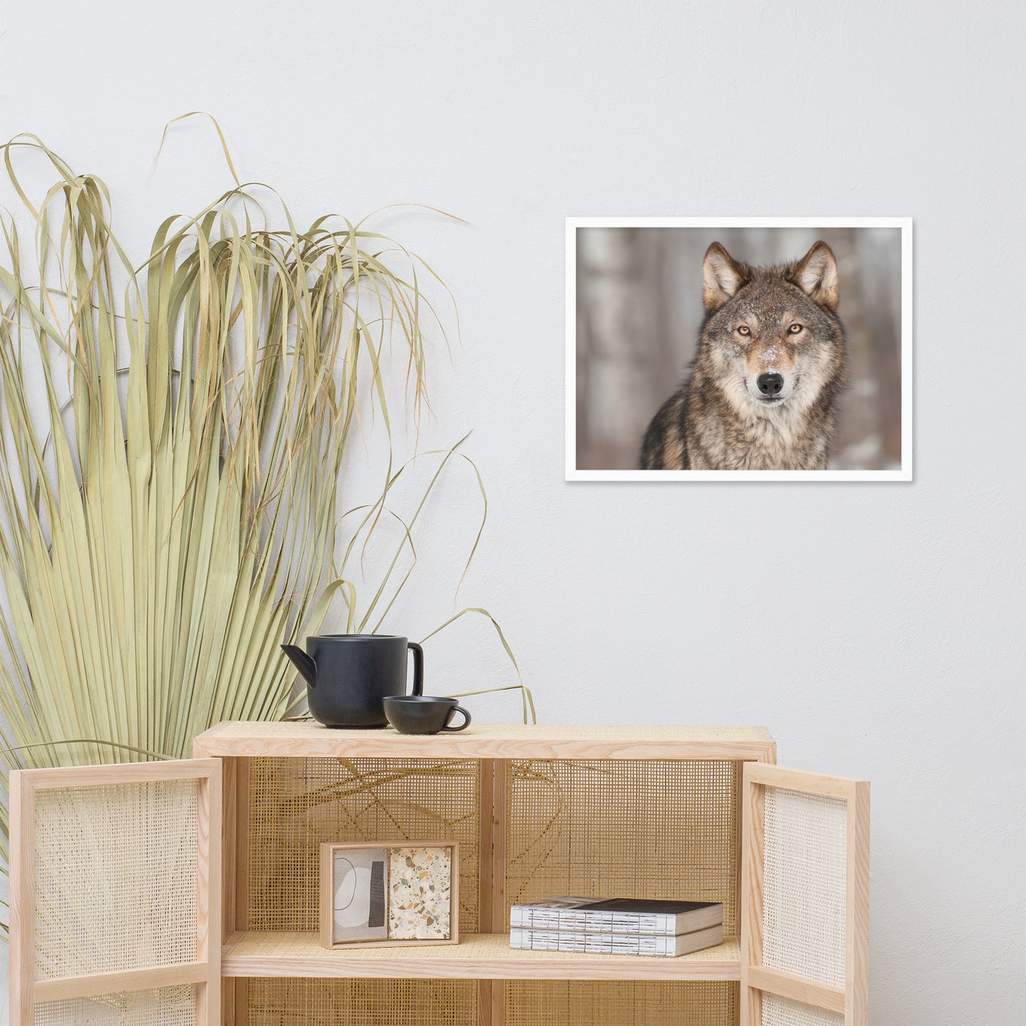 Portrait of Gray Wolf In The Forest Animal Wildlife Nature Photograph Framed Wall Art Prints