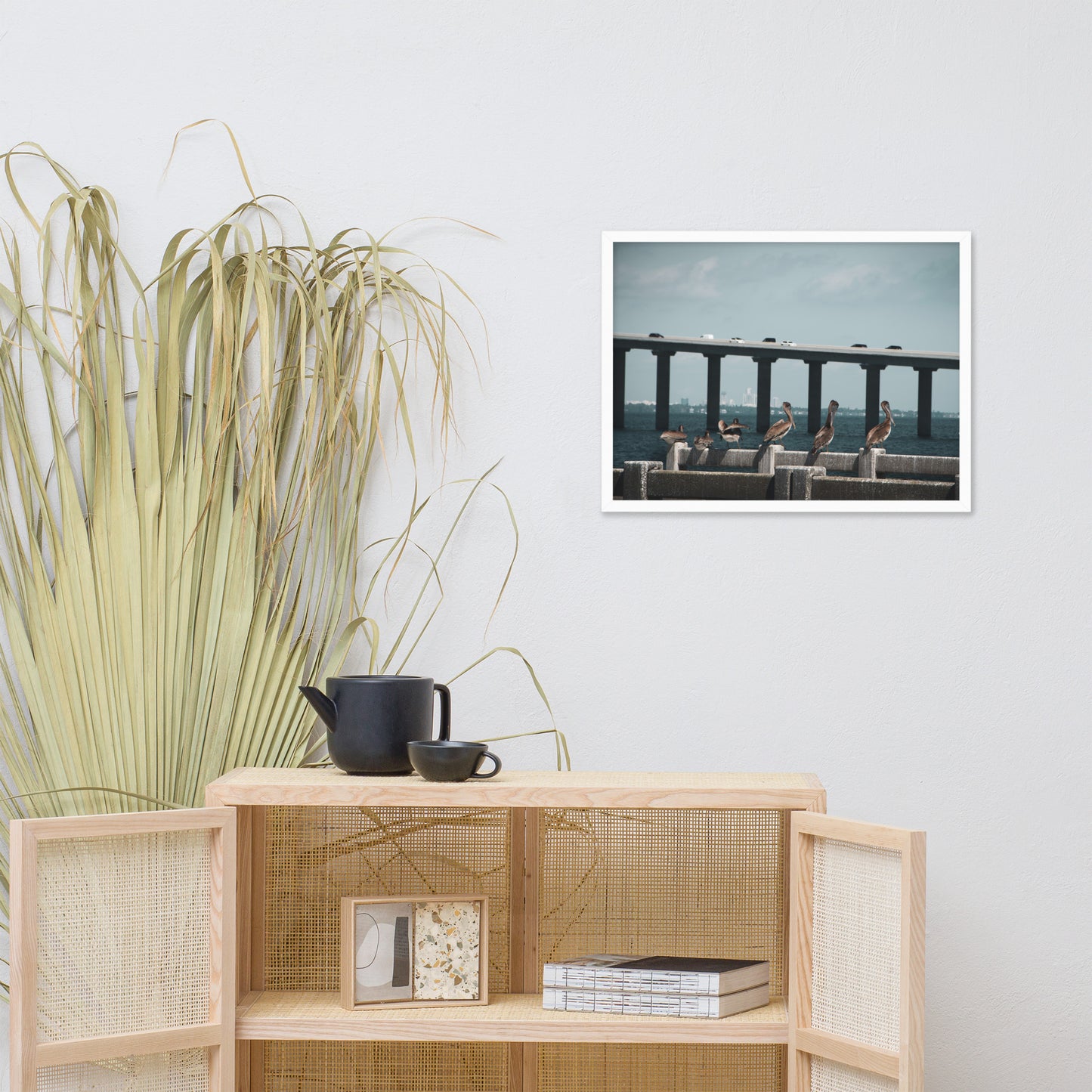 Skyway Bridge & Bob's Pelican Friends Wildlife Photo Framed Wall Art Prints
