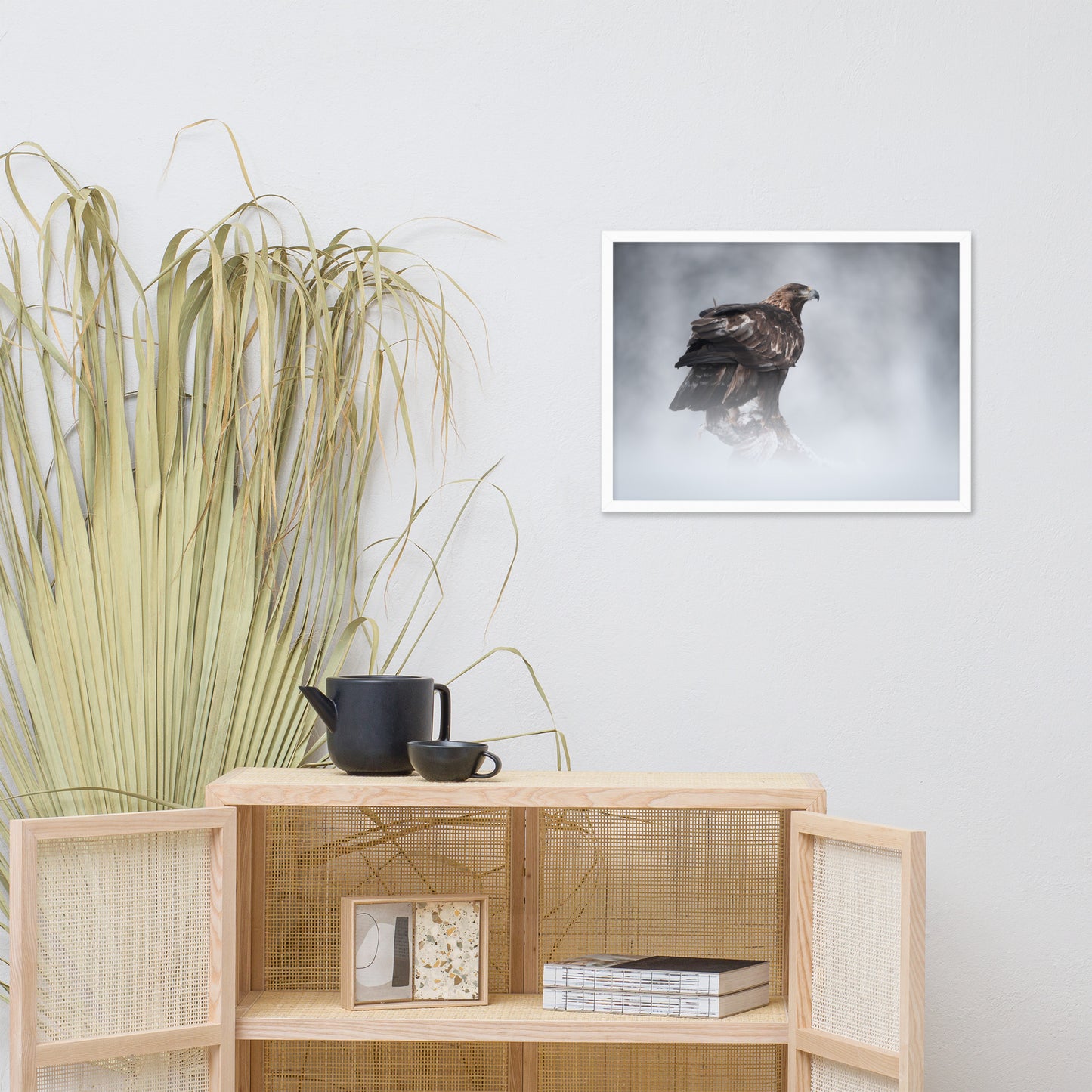The Victor - Golden Eagle with Prey In The Mist Animal Wildlife Photograph Framed Wall Art Prints
