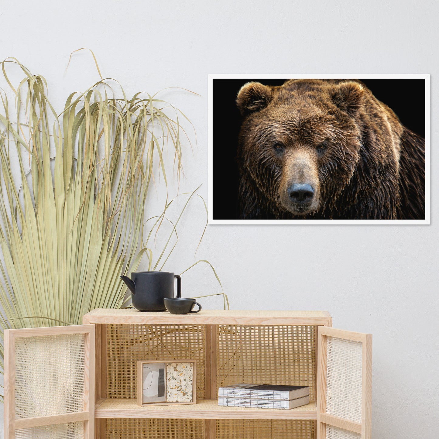 Brown Bear Face Close-up Animal Wildlife Photograph Framed Wall Art Print