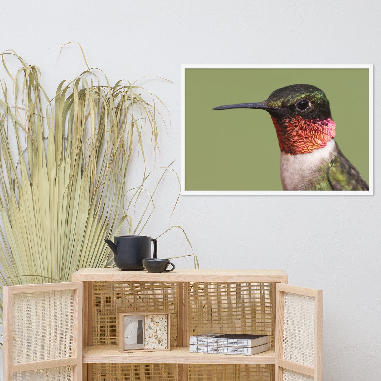 Close-up Ruby-throated Hummingbird Animal Wildlife Photograph Framed Wall Art Prints