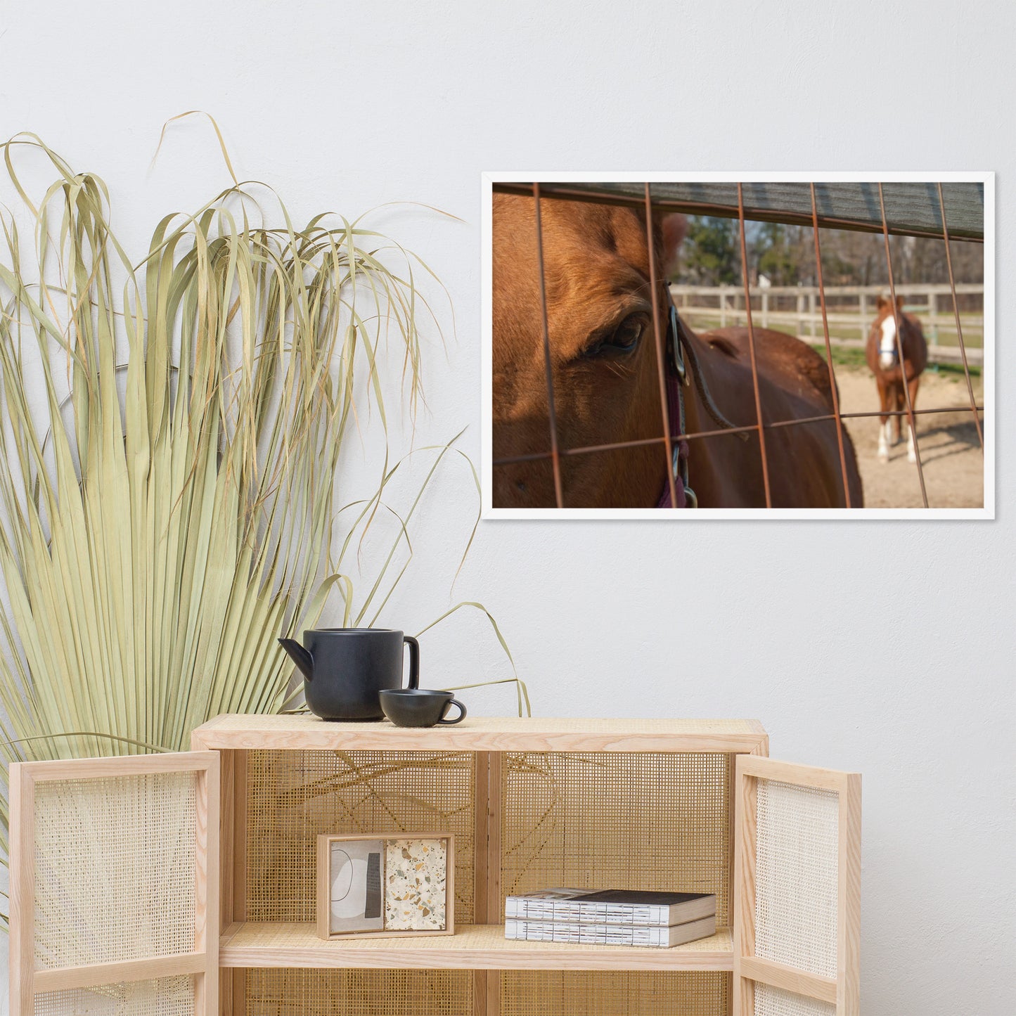 Fenced In Animal Horse Photograph Framed Wall Art Prints