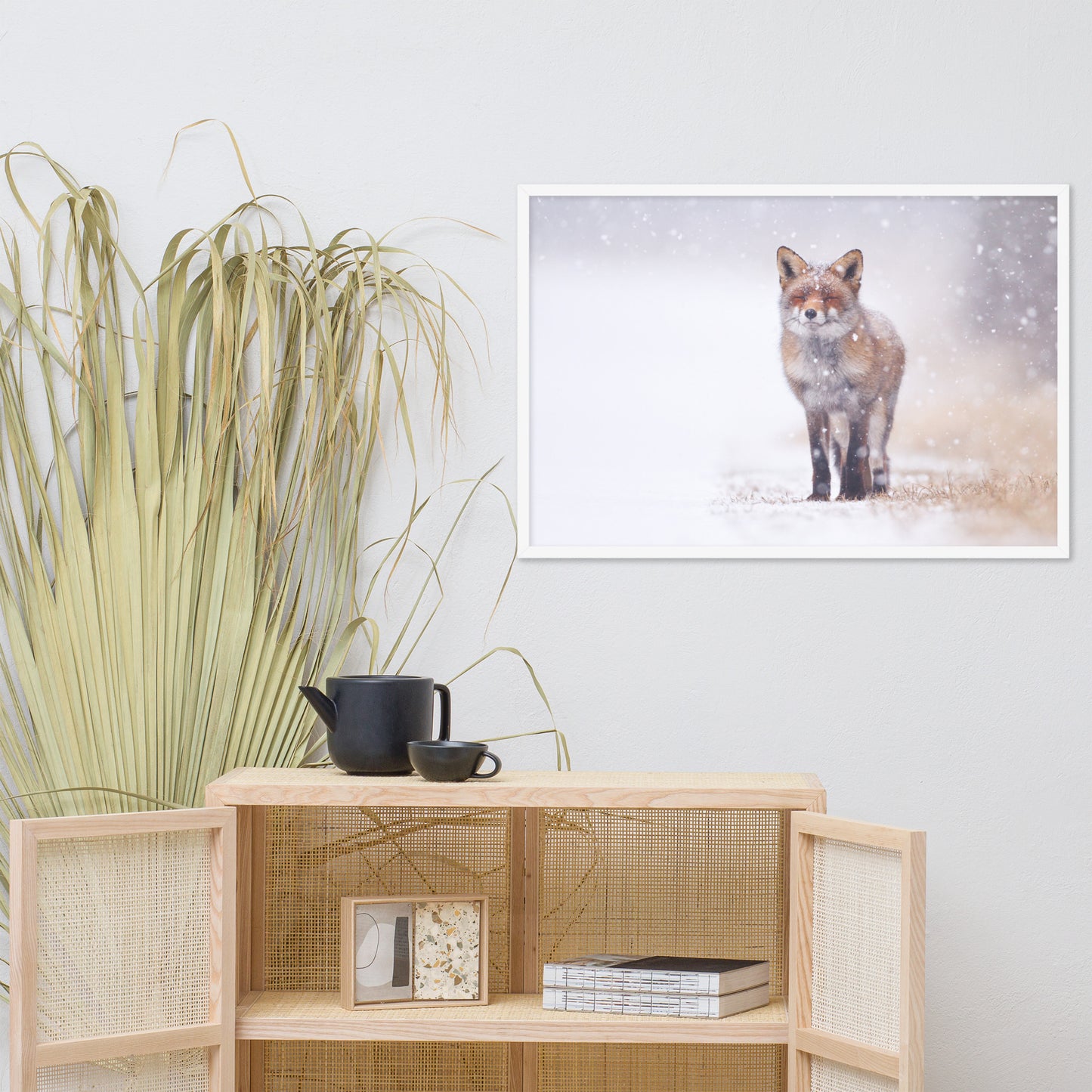 Happy Smiling Red Fox In The Snow Animal Wildlife Nature Photograph Framed Wall Art Prints