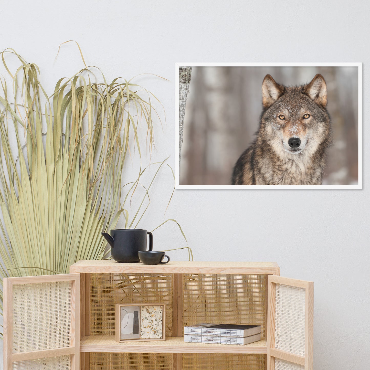 Portrait of Gray Wolf In The Forest Animal Wildlife Nature Photograph Framed Wall Art Prints