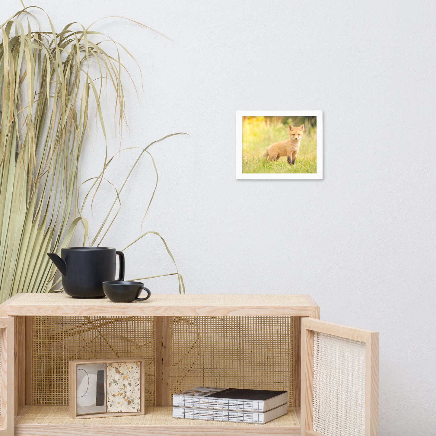 Cool Nursery Art: Baby Red Fox in the Sun - Animal / Wildlife / Nature Artwork - Wall Decor - Framed Wall Art Print