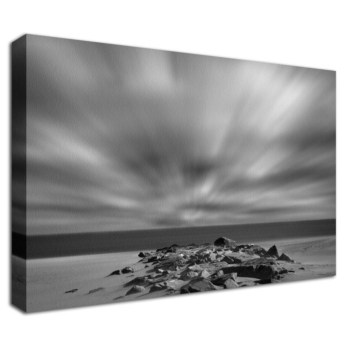 Windy Beach Black & White Landscape Photos Fine Art Canvas Wall Art Prints - PIPAFINEART