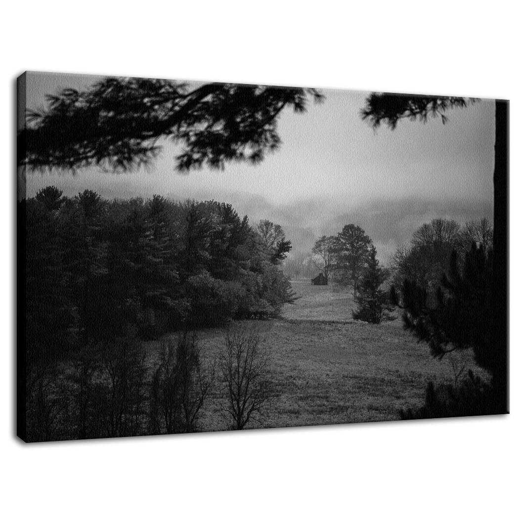 Mist of Valley Forge in Black and White Rural Fine Art Canvas Wall Art Prints - PIPAFINEART