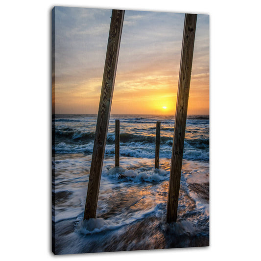 Sunrise Between the Pillars Coastal Landscape Photo Fine Art Canvas Wall Art Prints  - PIPAFINEART