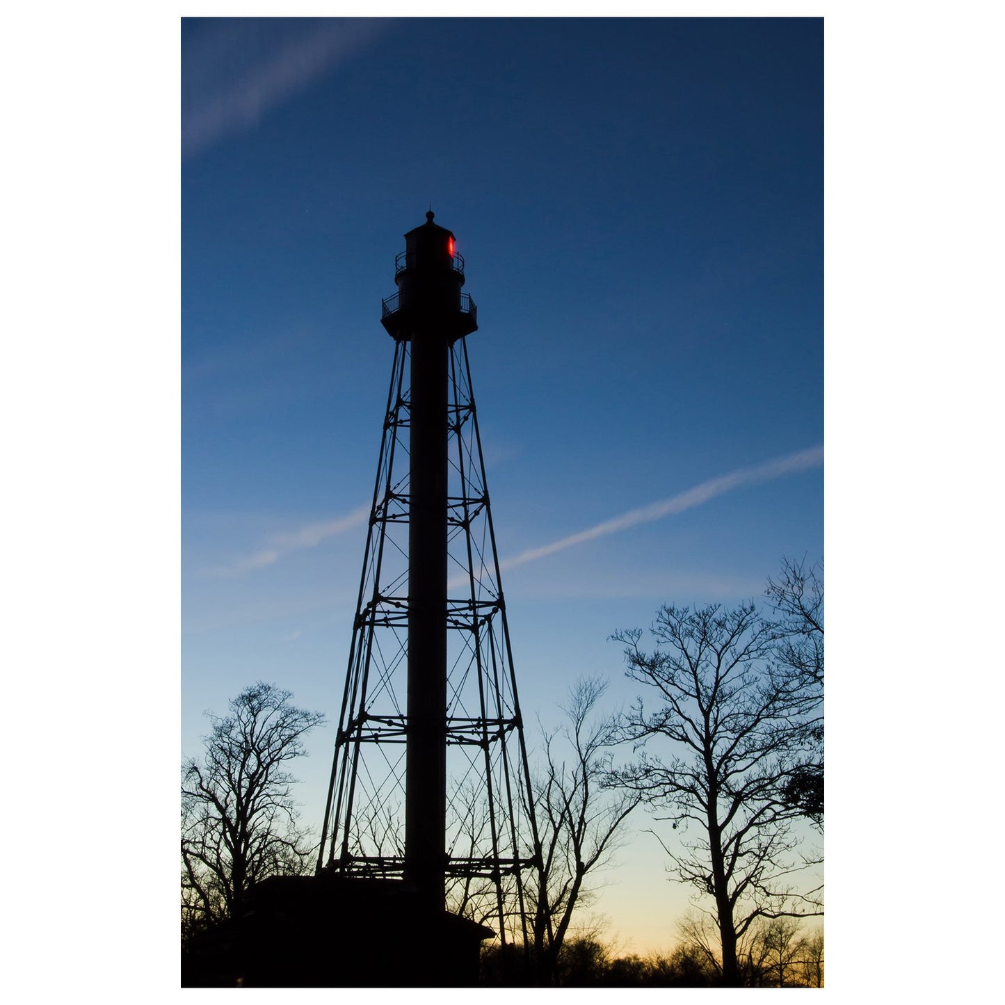 Reedy Point Rear Lighthouse Silhouette Night Photo Fine Art Canvas Wall Art Prints - PIPAFINEART