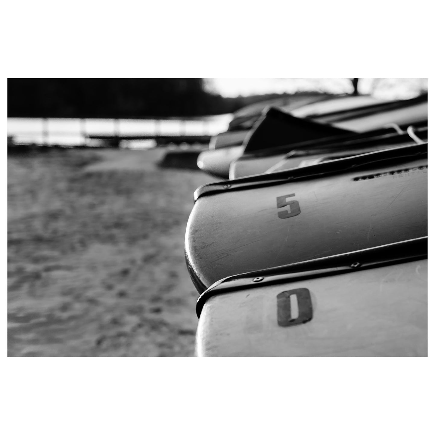Beached Canoes Black and White Abstract Photo Fine Art Canvas & Unframed Wall Art Prints - PIPAFINEART