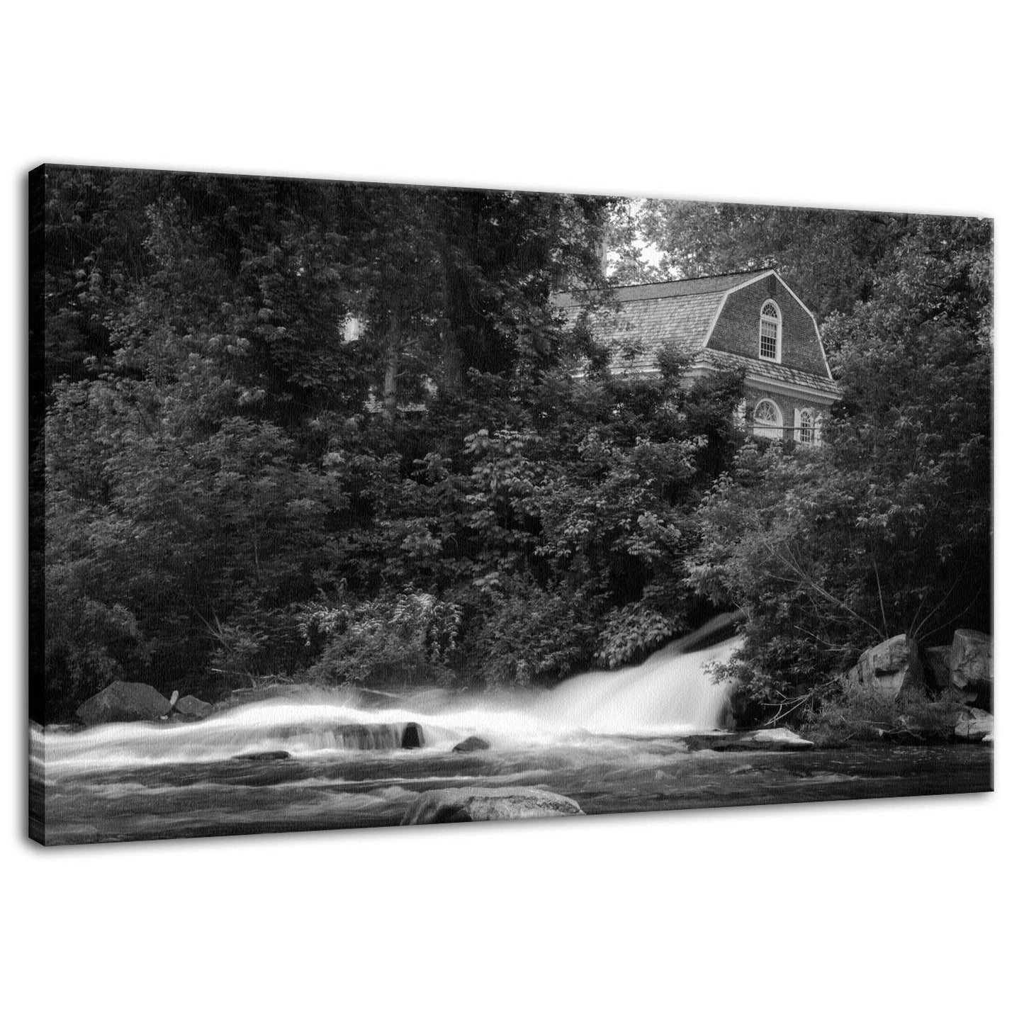 The Brandywine River and First Presbyterian Church Black & White Fine Art Wall Art Prints - PIPAFINEART