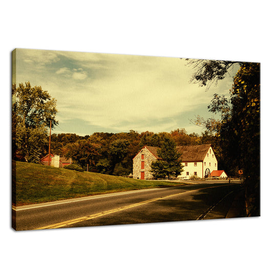 Greenbank Mill Summer Colorized Rural Landscape Fine Art Canvas Wall Art Prints  - PIPAFINEART