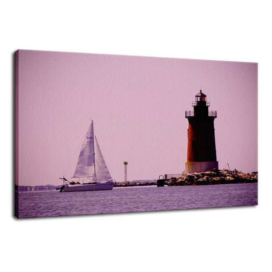Sailing in the Bay Beach Coastal Landscape Photo Fine Art Canvas Wall Art Prints  - PIPAFINEART