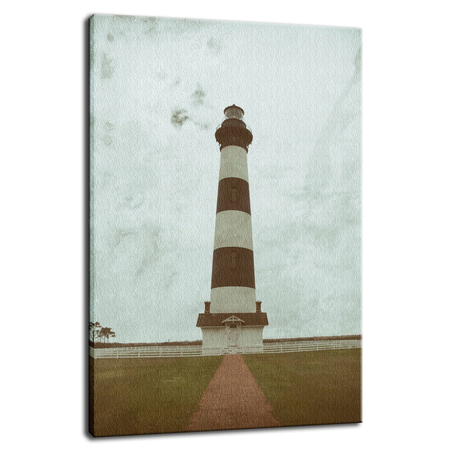 Large Nautical Wall Art: Aged Bodie Lighthouse Glass Plate Effect Coastal Landscape Photo Fine Art Canvas Wall Art Prints - PIPAFINEART